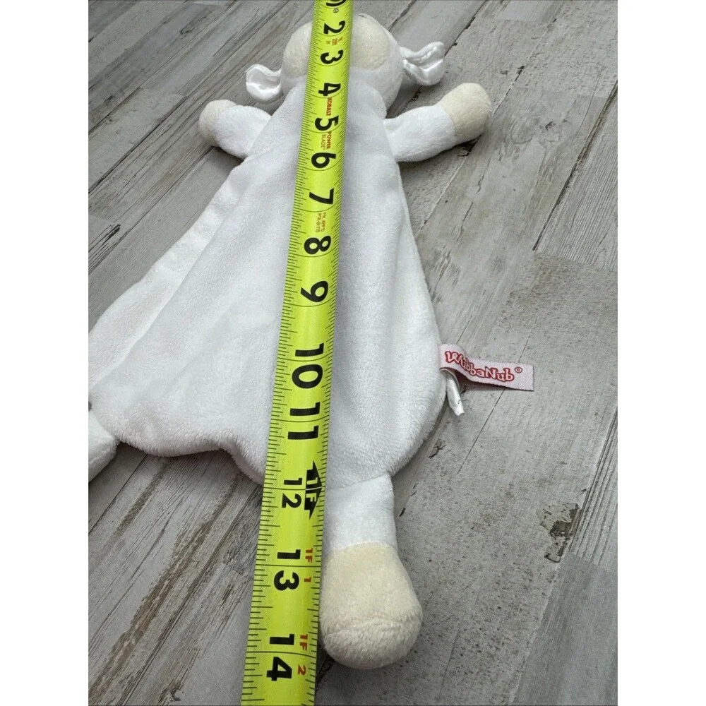 WubbaNub Lamb Secuity Lovey Blankey Rattle Plush White 14 x 8 Satin Ears